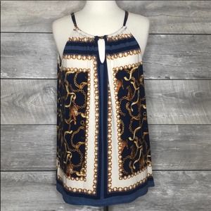 NWT Tiger & Chain Blue Tank Top Size M